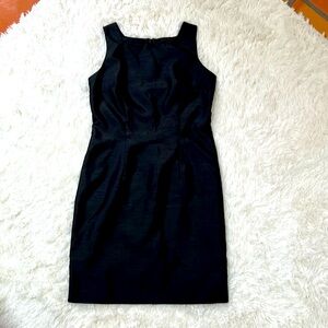 Black sleeveless silk look sheath dress